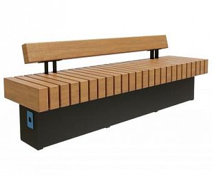 Скамейка стальная «Wood Bench» с USB-входами