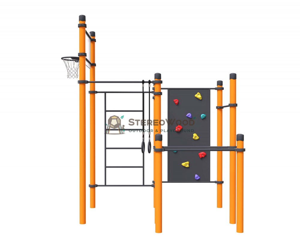 Воркаут «Комплекс 3 турника, шведская стенка, альпинист, брусья и  баскетбольное кольцо Пауэр» - купить по выгодной цене в интернет-магазине  Stereowood | Официальный сайт производителя